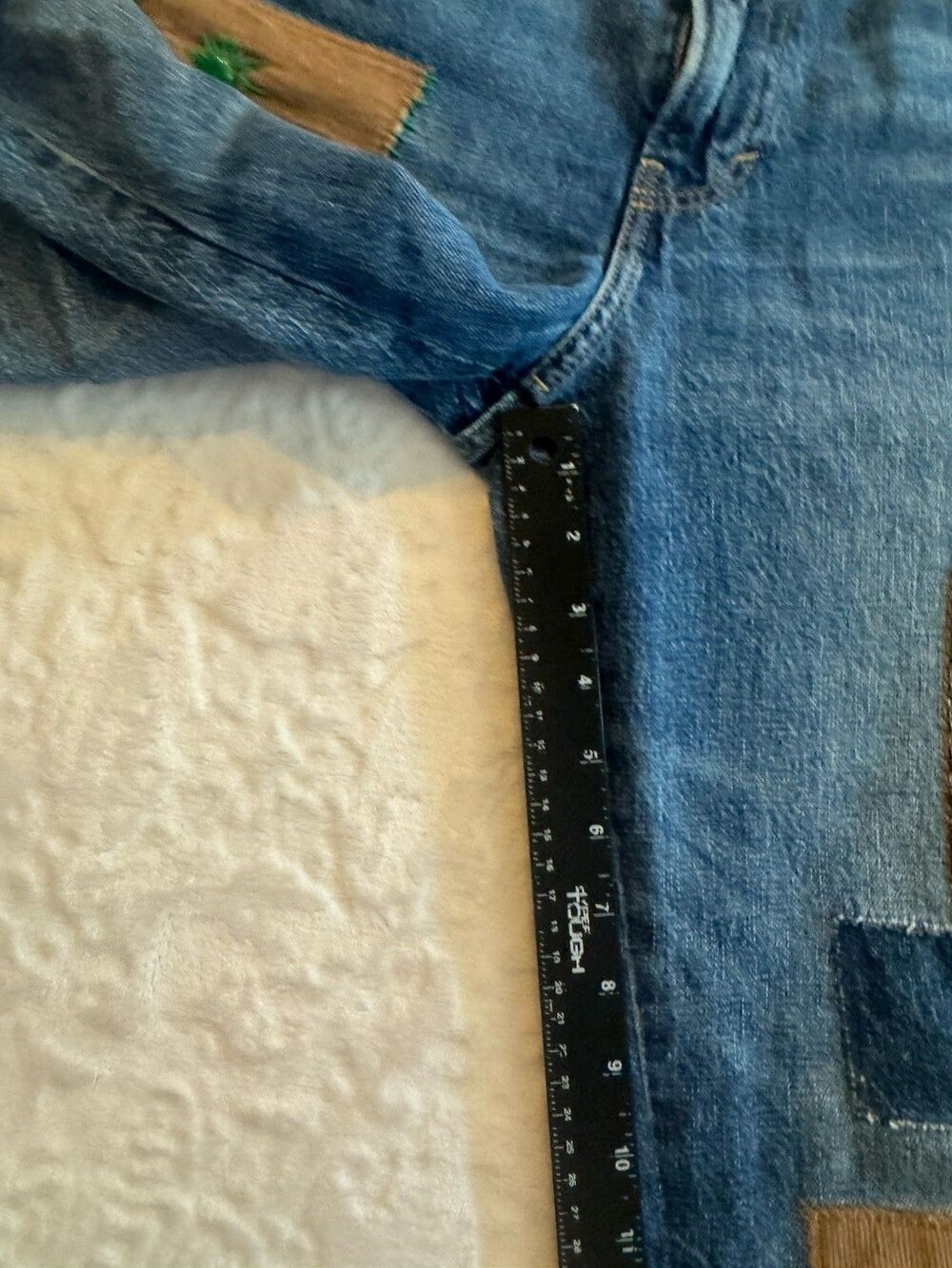 Lucky Legend Mid Rise Boyfriend High Bluff Patchwork Blue Denim Jeans Size 8/29 - Picture 3 of 13